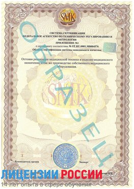 Образец сертификата соответствия (приложение) Северодвинск Сертификат ISO 13485